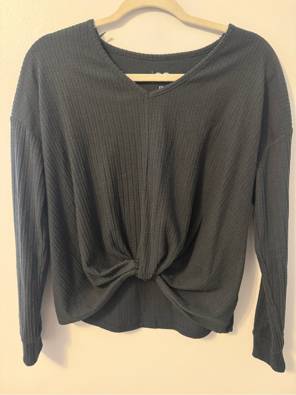 SO Blue Twist-Front Long Sleeve Top